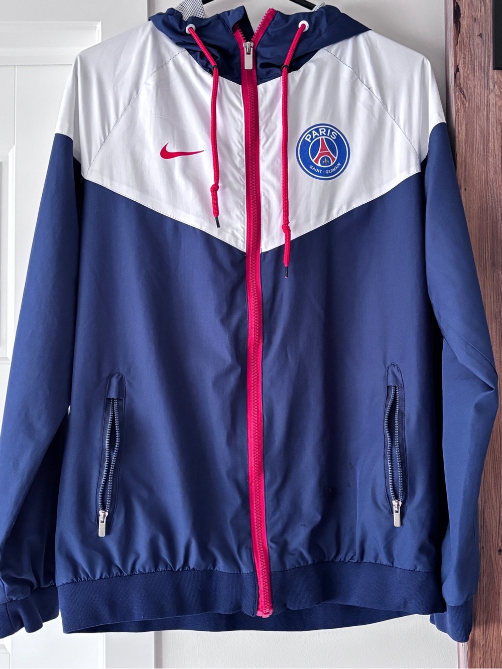 Nike Paris Saint-Germain Navy, White & Pink Hooded Track Jacket